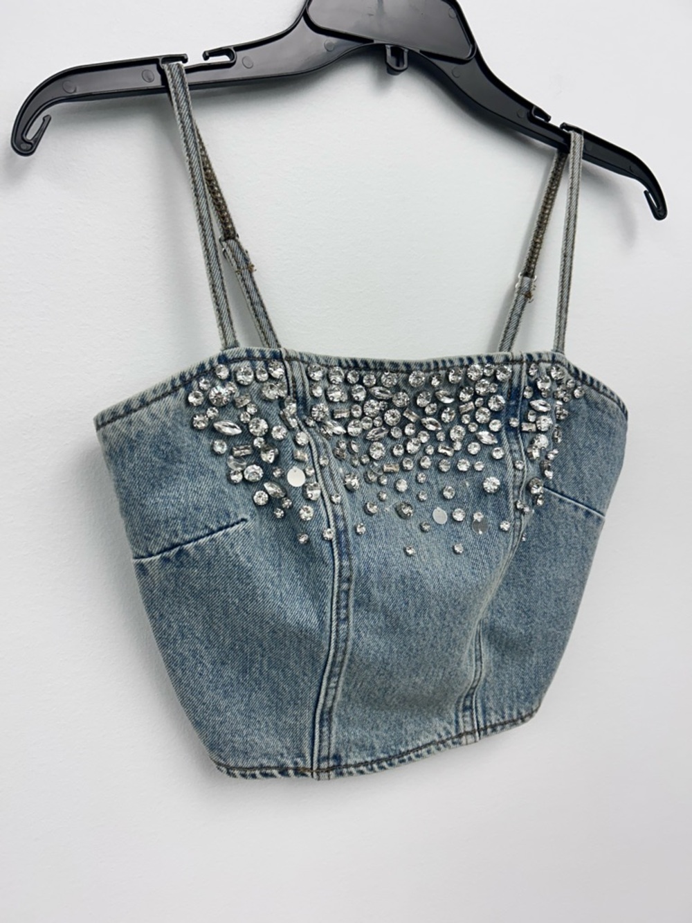 Steve Madden Eras New
Denim Corset Embellished Crop Top Size 2 Costal Buffalo
